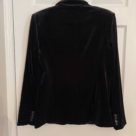 Black Soft Velvet Blazer Jacket Size 10 Calvin Klein - Picture 3 of 6